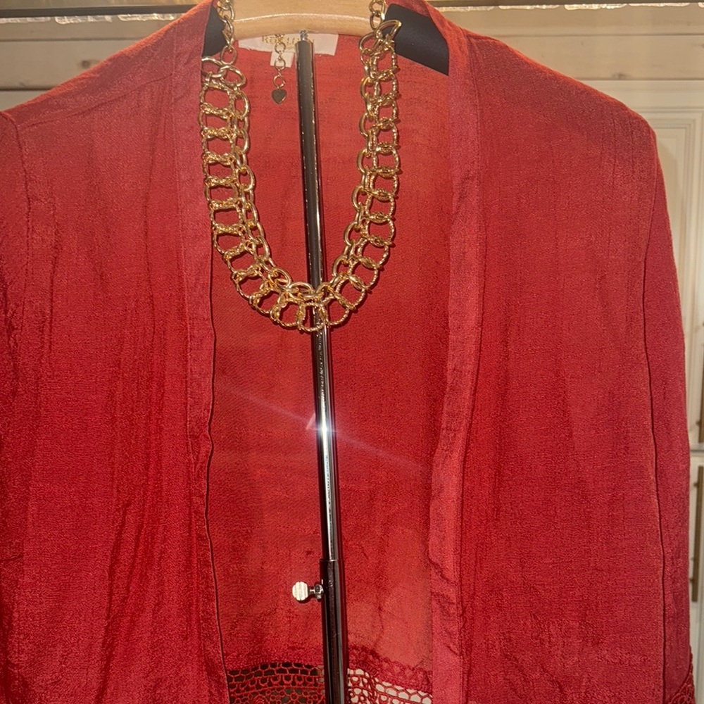 Red Open-Front Cardigan
